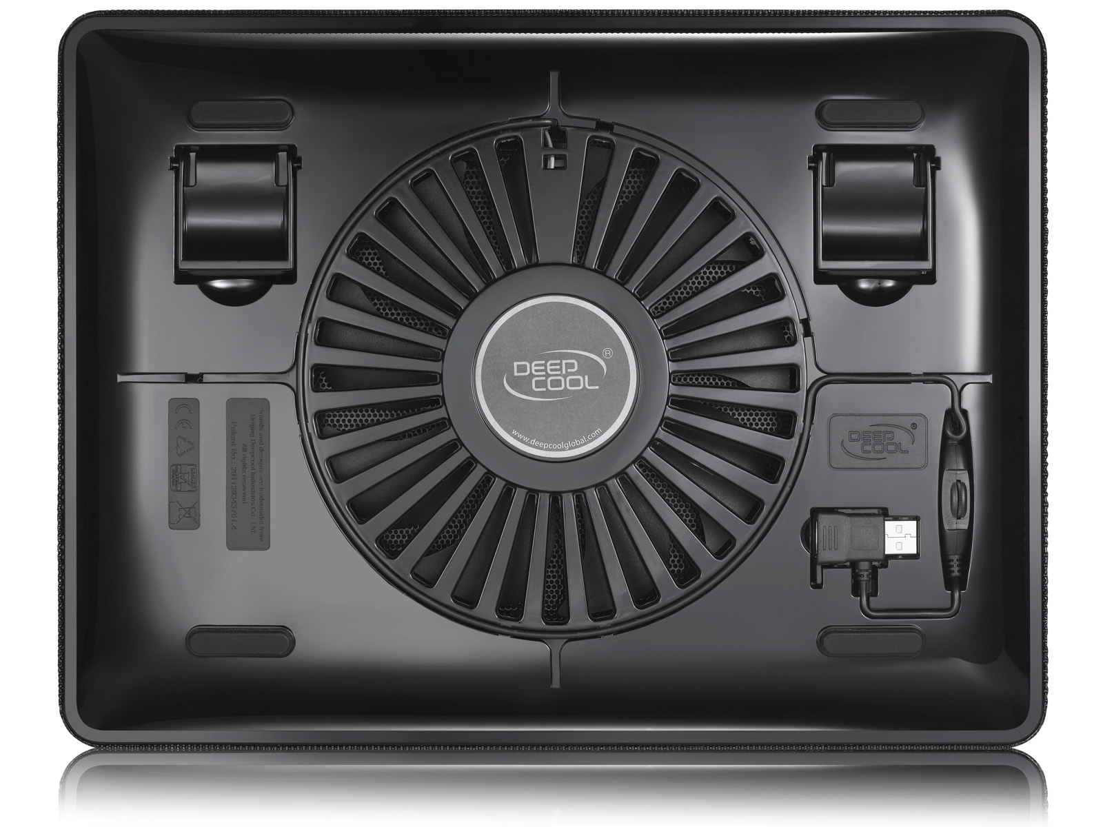 Подставка для охлаждения ноутбука DEEPCOOL N1 BLACK (20шт/кор, до 15,6", cупертонкий 2,6см, 180мм вентилятор, черный) Retail box