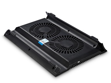 Подставка для охлаждения ноутбука DEEPCOOL N8 BLACK (8шт/кор, до 17", вентилятор 2x140мм,  алюминий, черный, 2USB ) Retail box