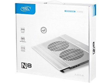 Подставка для охлаждения ноутбука DEEPCOOL N8 SILVER (8шт/кор, до 17", вентилятор 2x140мм,  алюминий, 2xUSB ) Retail box