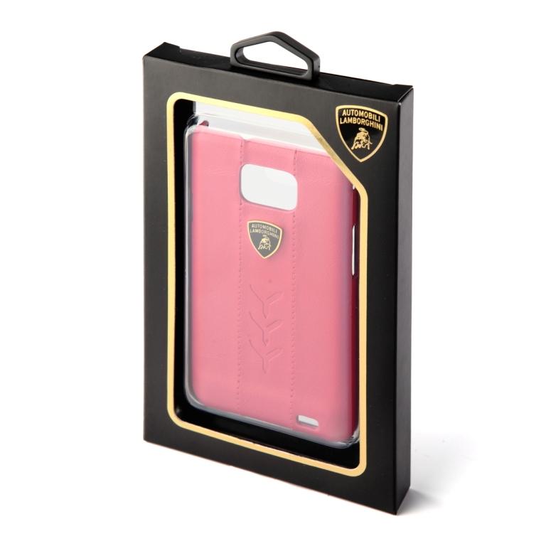 Кожаный клип-кейс для Samsung Galaxy S2 Lamborghini Performate-D1 (розовый)