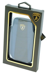 Кожаный чехол с выдвижной системой для iPhone 4/4s Lamborghini Gallardo-D1 (синий/черный)