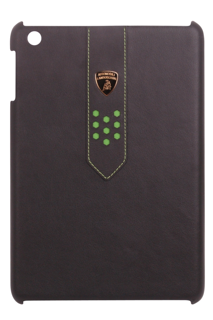 Кожаный чехол-крышка для задней панели iPad mini Lamborghini Superleggera (черный/зеленый)