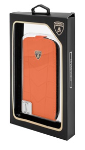 Кожаный флип-кейс для Samsung Galaxy S4 Lamborghini Aventador-D1 (оранжевый)