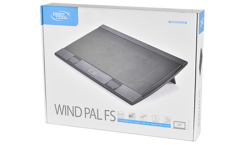 Подставка для охлаждения ноутбука DEEPCOOL WIND PAL FS black (16шт/кор,до 17",Супертонкий 2,4см, 2хUSB, 2x140мм вентилятор, регулятор скор-ти, черный) Retail box