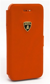 Кожаная кейс-книжка Lamborghini  Diablo для iPhone 5C (оранжевая)