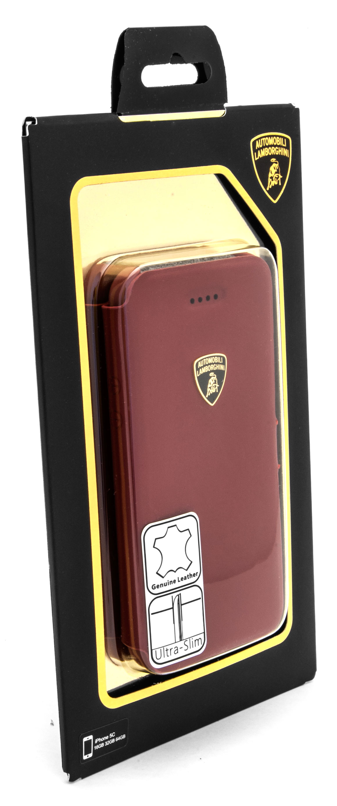 Кожаная кейс-книжка Lamborghini  Diablo для iPhone 5C (красная)