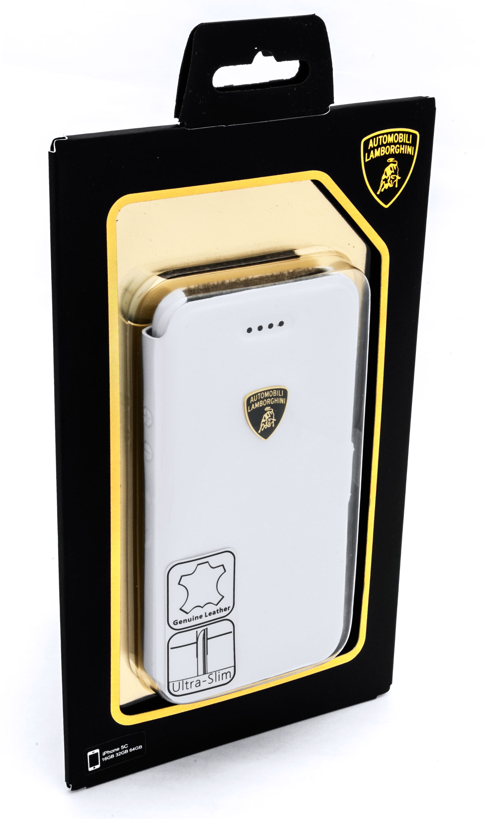 Кожаная кейс-книжка Lamborghini  Diablo для iPhone 5C (белая)