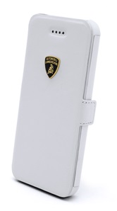 Кожаная кейс-книжка Lamborghini  Diablo для iPhone 5C (белая)