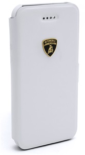 Кожаная кейс-книжка Lamborghini  Diablo для iPhone 5C (белая)