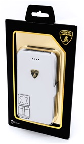 Кожаная кейс-книжка Lamborghini  Diablo для iPhone 5C (белая)