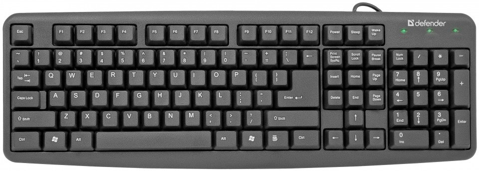 Клавиатура проводная  Defender Element HB-520 PS/2 B(Черный) 104+3кн. управление питанием  (45520)