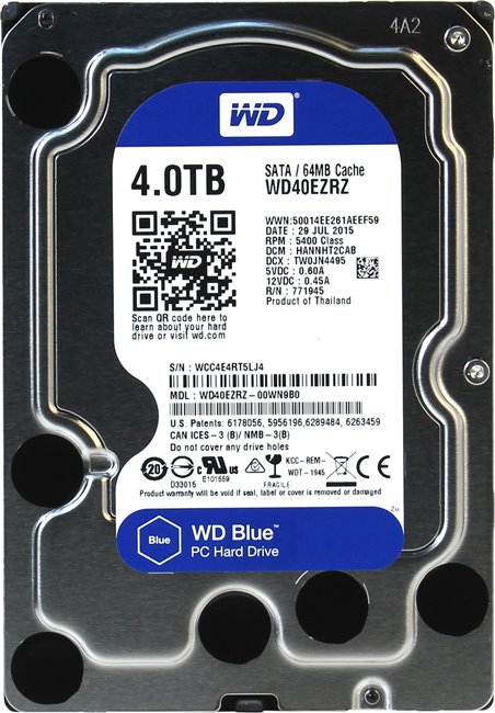 Жесткий диск 4Tb Western Digital WD40EZRZ (SATA 6Gb/s, 5400 rpm, 64MB) Caviar Blue