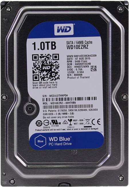 Жесткий диск 1Tb Western Digital WD10EZRZ (SATA 6Gb/s, 5400rpm, 64Mb) Caviar Blue