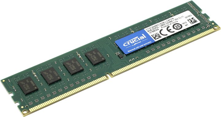 Модуль памяти DDR3 Crucial 4GB 1600MHz CL11 [CT51264BD160B] 1.35V/1.5V              754110