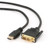 Кабель HDMI-DVI Gembird/Cablexpert, 1.8м, 19M/19M, single link, черный, позол.разъемы, экран, пакет