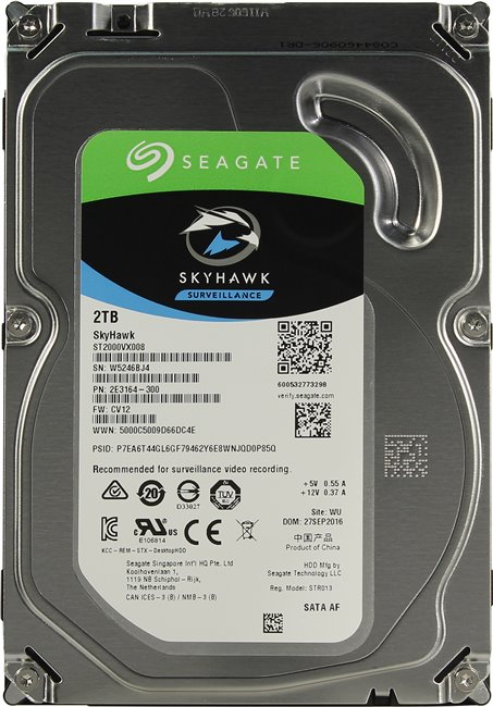 Жесткий диск 2Tb Seagate ST2000VX008 (SATA 6Gb/s, 64Mb) Skyhawk  