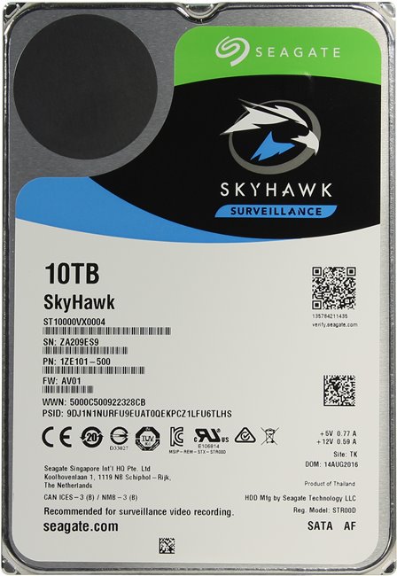 Жесткий диск 10Tb Seagate ST10000VX0004 (SATA 6Gb/s, 256Mb) Skyhawk