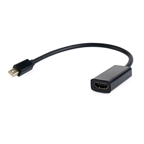 Переходник Cablexpert miniDisplayPort - HDMI 20M/19F кабель 15 см, черный, пакет (A-mDPM-HDMIF-02)