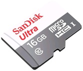 Карта памяти MicroSDHC 16GB SanDisk Class 10 UHS-I 80MB/s + адаптер [SDSQUNS-016G-GN3MA]