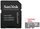 Карта памяти MicroSDXC 64GB SanDisk Class 10 UHS-I 80MB/s + адаптер [SDSQUNS-064G-GN3MA]