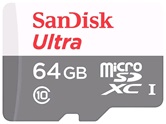 Карта памяти MicroSDXC 64GB SanDisk Class 10 UHS-I 80MB/s + адаптер [SDSQUNS-064G-GN3MA]