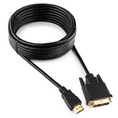 Кабель HDMI-DVI Gembird/Cablexpert, 5м, 19M/19M, single link, черный, позол.разъемы, экран, пакет (CC-HDMI-DVI-15)