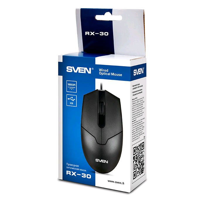 Мышь SVEN RX-30 / USB / WIRED / OPTICAL / BLACK