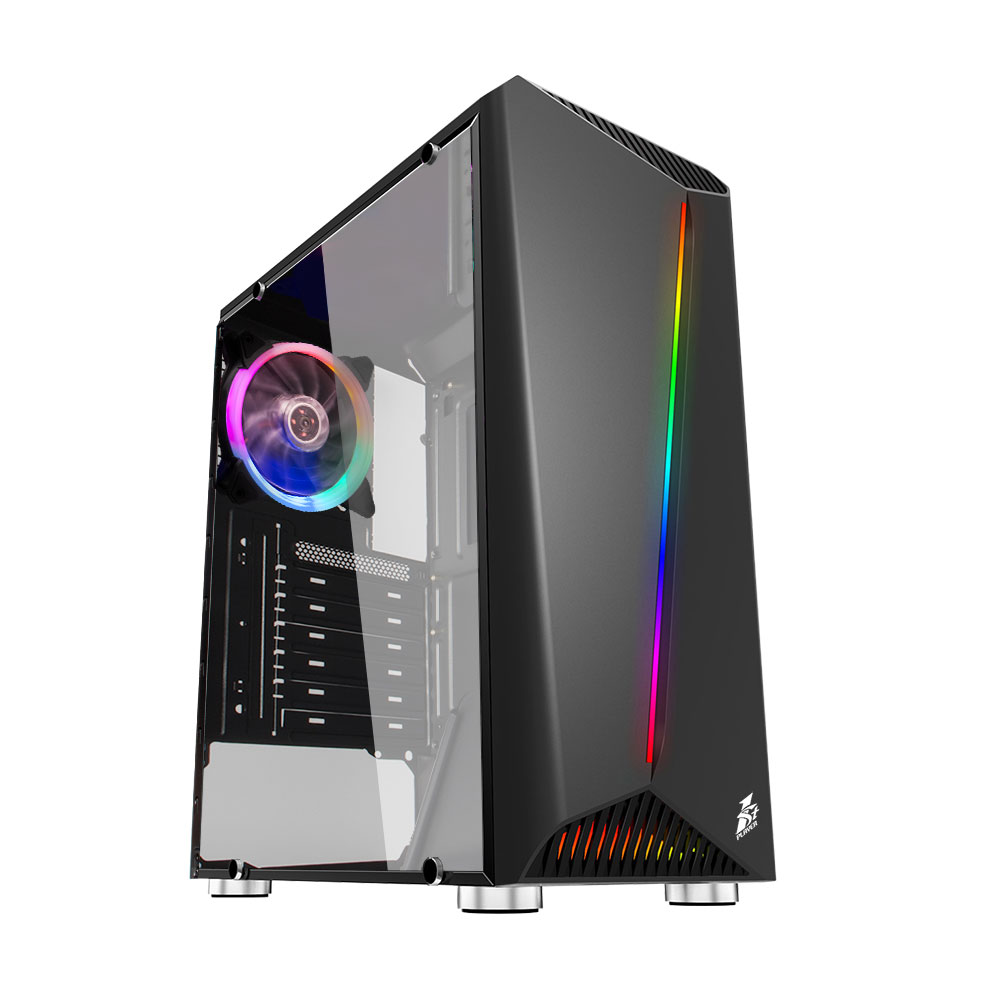 Корпус 1STPLAYER RAINBOW R3 / ATX, tempered glass side panel / 1x 120mm LED fan inc. / R3-1R1