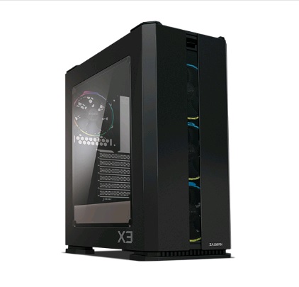 Корпус ZALMAN X3, без БП, боковое окно (закаленное стекло), черный,  ATX