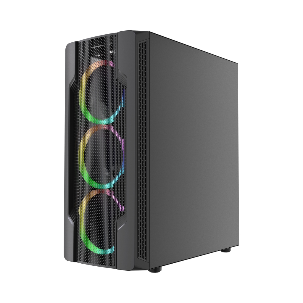 Корпус Powercase Mistral X4 Mesh LED, Tempered Glass, 4x 120mm 5-color fan, чёрный, ATX  (CMIXB-L4)