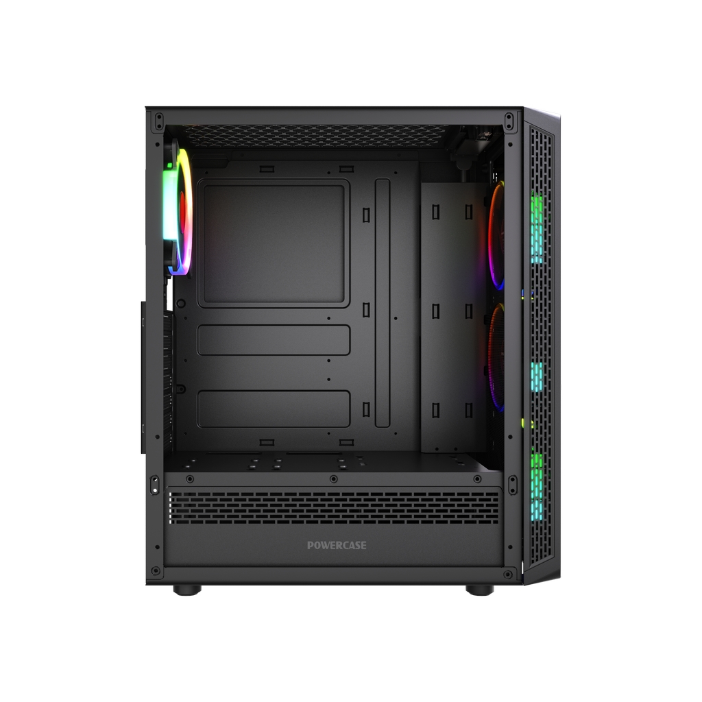 Корпус Powercase Mistral X4 Mesh LED, Tempered Glass, 4x 120mm 5-color fan, чёрный, ATX  (CMIXB-L4)