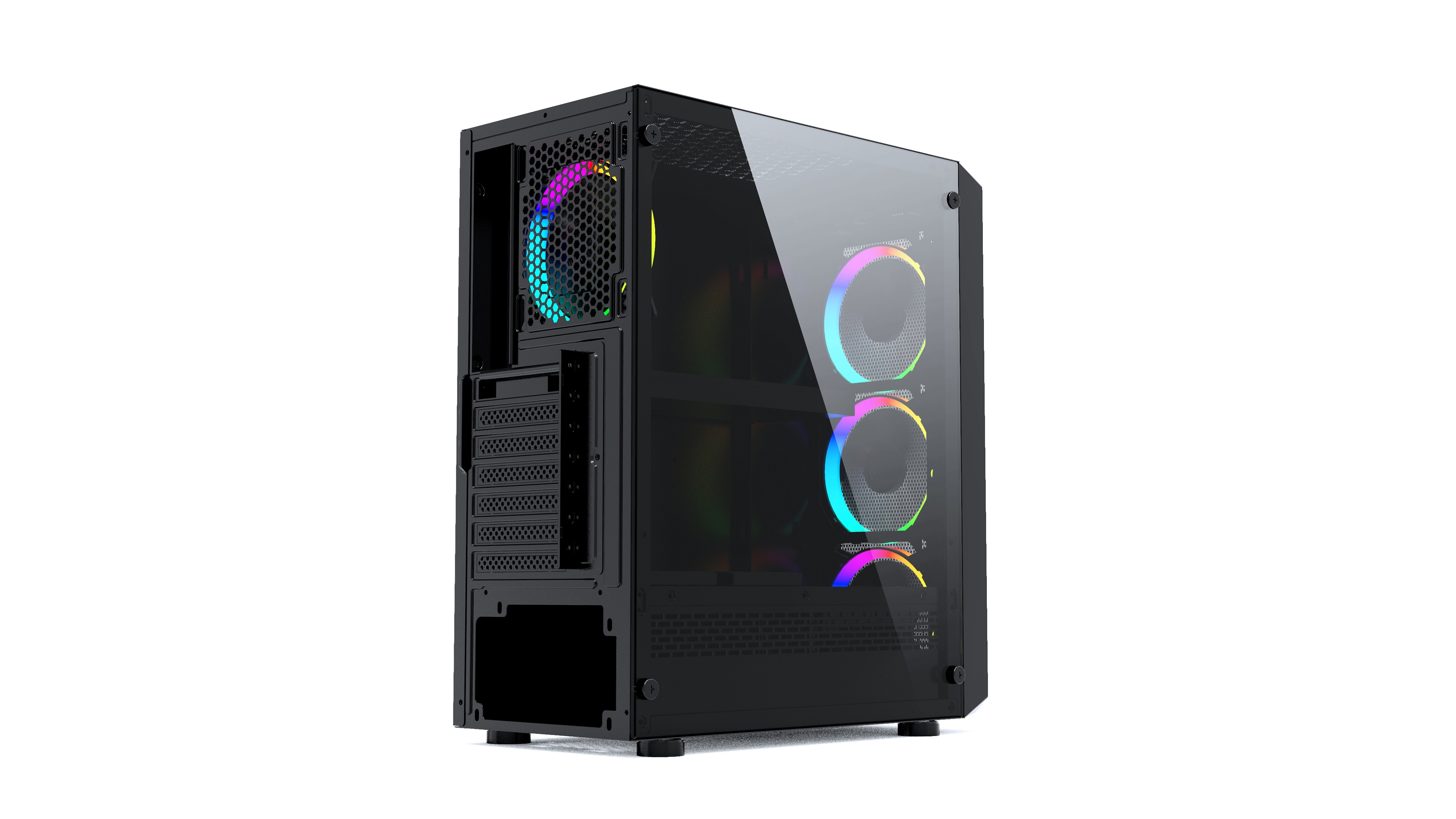 Корпус Powercase Mistral Z4 Mesh LED, Tempered Glass, 4x 120mm 5-color fan, чёрный, ATX  (CMIZB-L4)