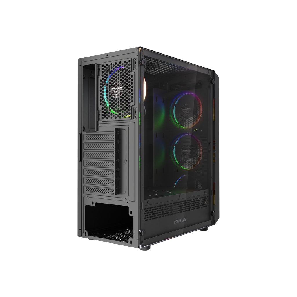 Корпус Powercase Mistral Z4 Mesh LED, Tempered Glass, 4x 120mm 5-color fan, чёрный, ATX  (CMIZB-L4)