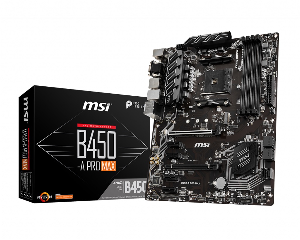 Материнская плата MSI B450-A PRO MAX / AMD B450 AM4 4xDDR4 1xM.2 6xSATA D-SUB DVI-D HDMI / ATX