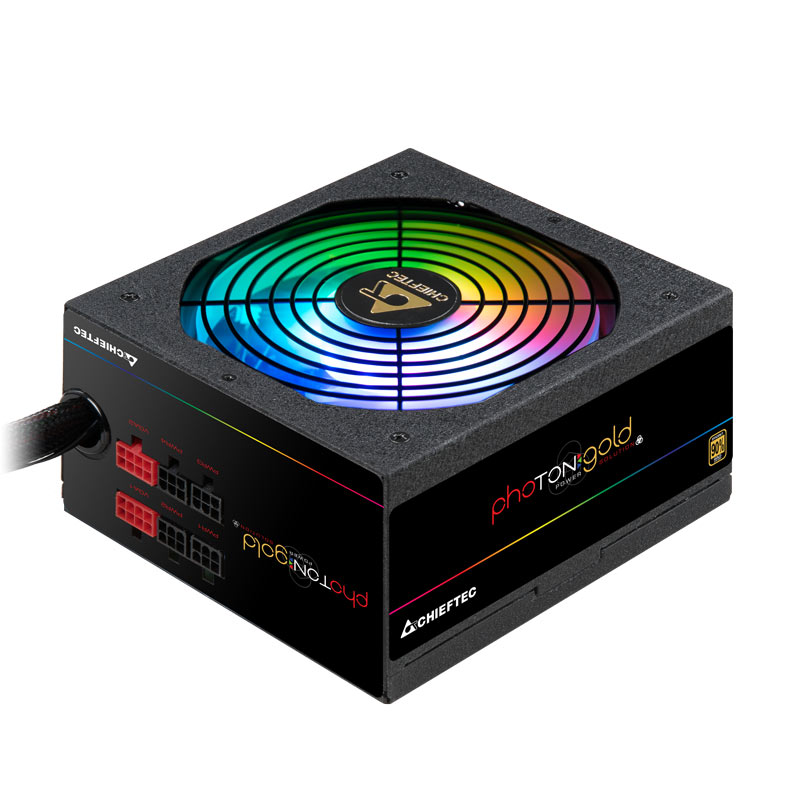 Блок питания Chieftec Photon Gold GDP-650C-RGB (ATX 2.3, 650W, >90 efficiency, Active PFC, ARGB Rainbow 140mm fan, Cable Management) Retail