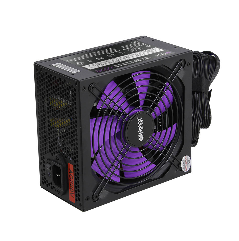 Блок питания HIPER HPB-600SM-PRO (ATX 2.31, 600W, Active PFC, 140mm fan, Cable Management, 80Plus BRONZE, Teapo Capacitors, EMI 2 grade, черный) BOX