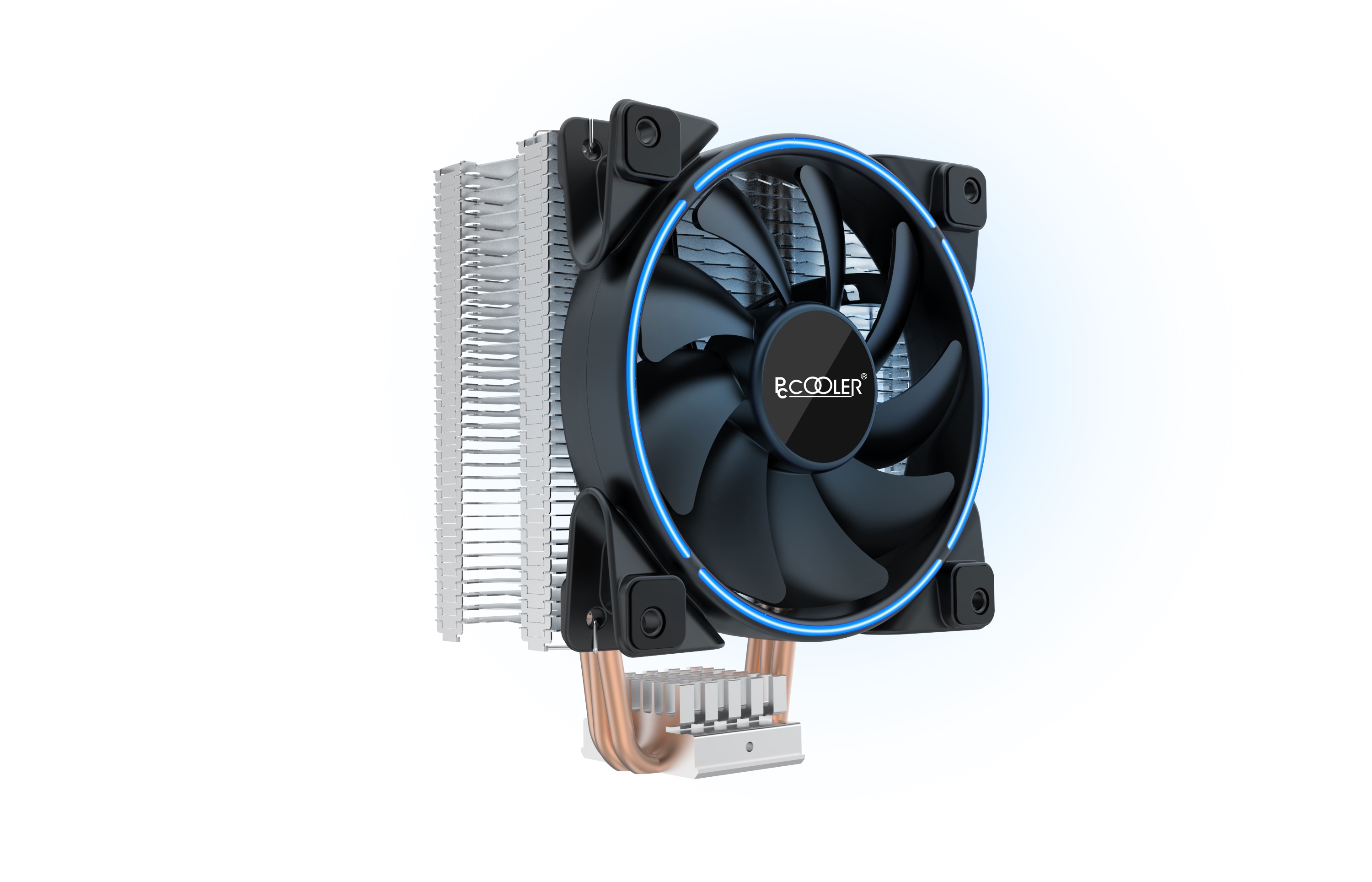 Кулер PCCooler GI-X3B V2 S775/115X/20XX/AM2/AM3/AM4 (24 шт/кор, TDP 125W, вент-р 120мм с PWM, 3 тепловые трубки 6мм, синяя LED подсветка, 1000-1800RPM, 26.5dBa)