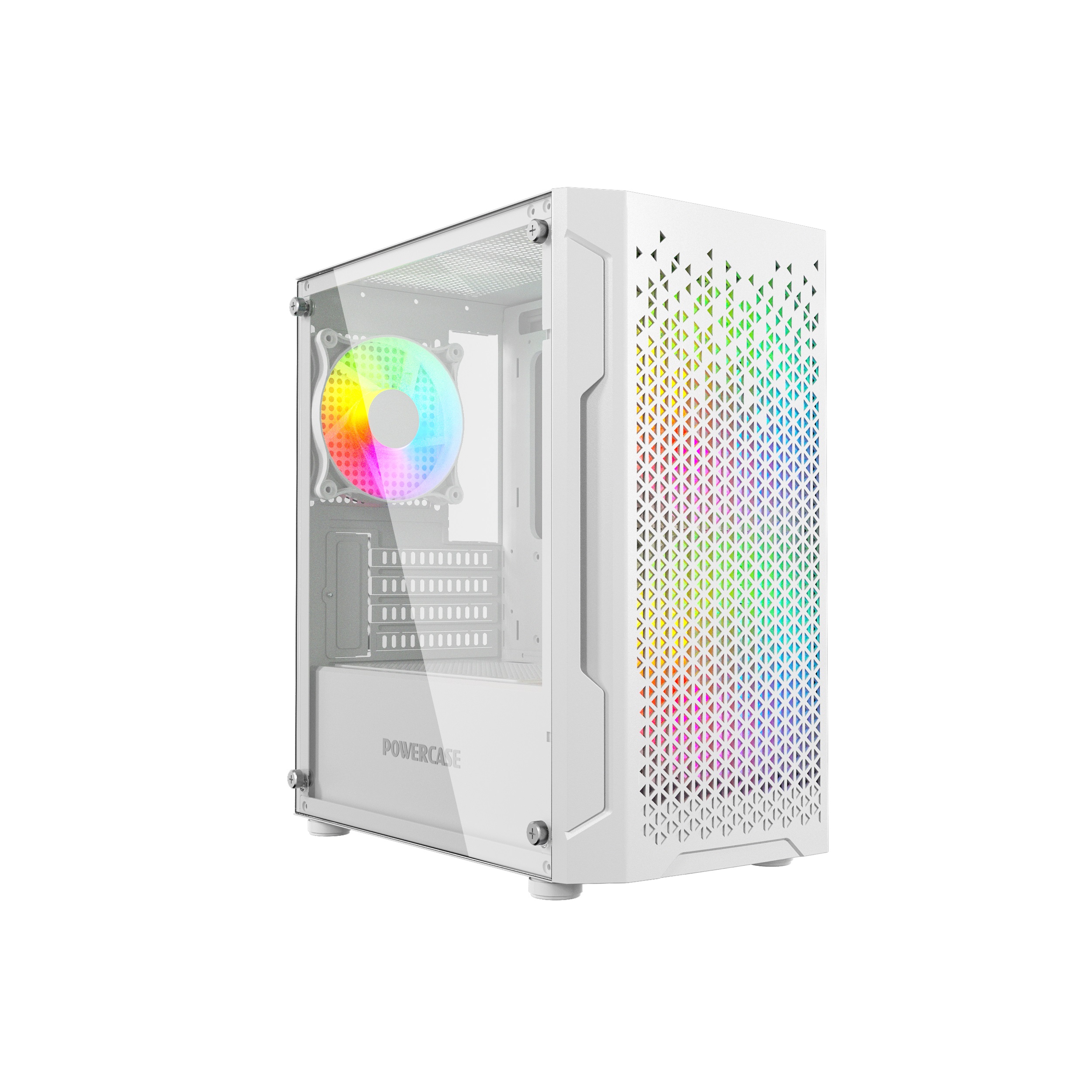 Корпус Powercase Mistral Micro Z3W Mesh LED, Tempered Glass, 2x 140mm + 1х 120mm 5-color fan, белый, mATX  (CMIMZW-L3)