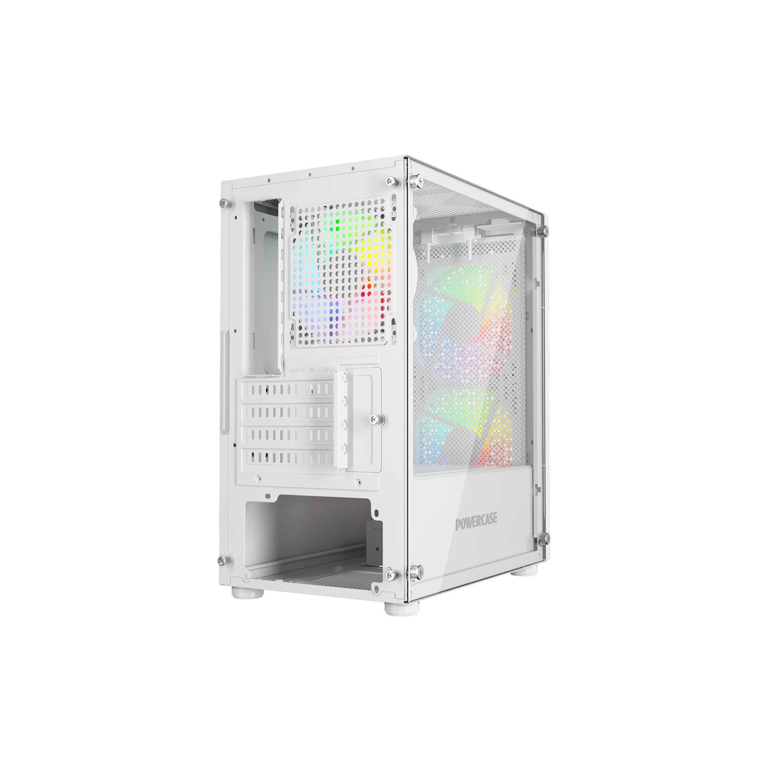 Корпус Powercase Mistral Micro Z3W Mesh LED, Tempered Glass, 2x 140mm + 1х 120mm 5-color fan, белый, mATX  (CMIMZW-L3)