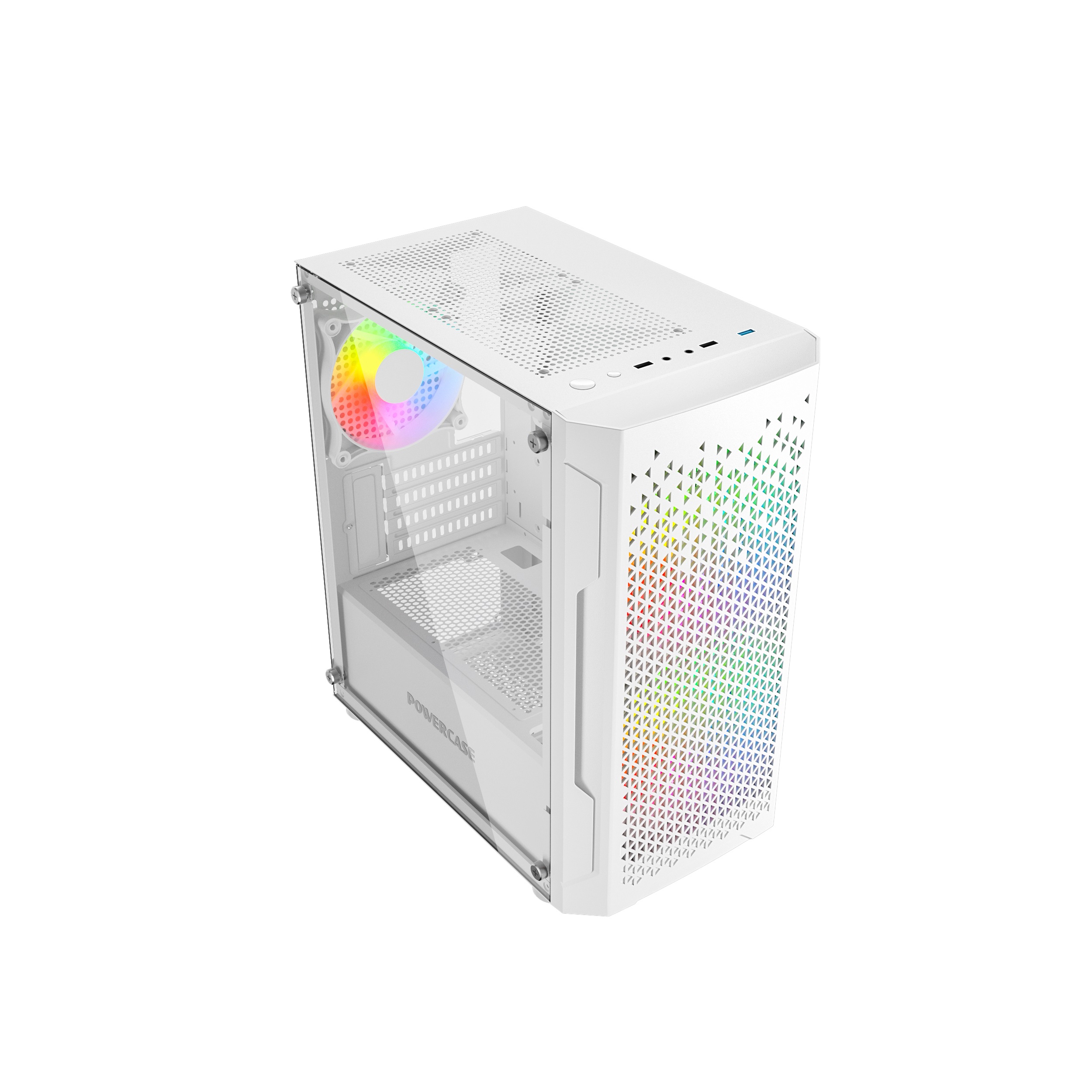 Корпус Powercase Mistral Micro Z3W Mesh LED, Tempered Glass, 2x 140mm + 1х 120mm 5-color fan, белый, mATX  (CMIMZW-L3)