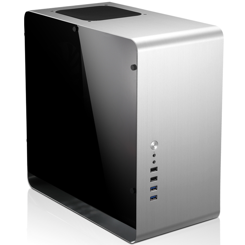 Корпус JONSBO UMX3W Silver без БП, боковая панель из закаленного стекла, mini-ITX, micro-ATX, серебристый