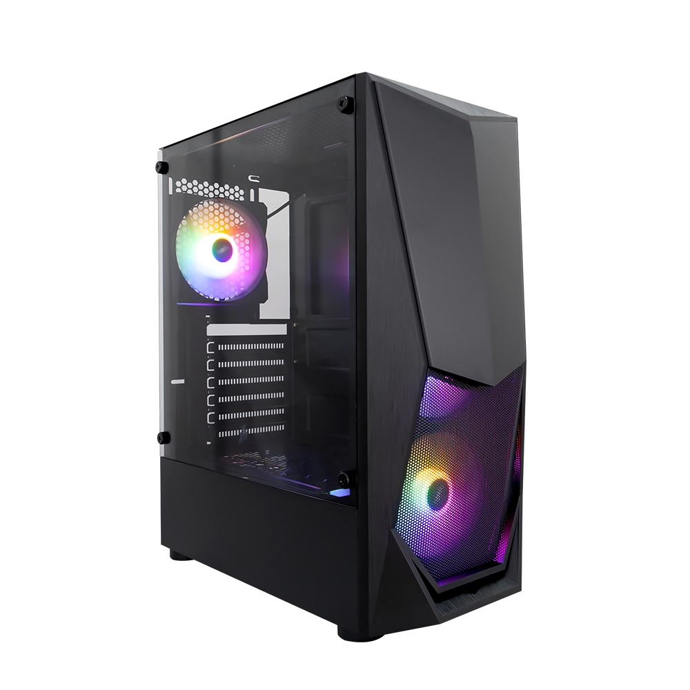 Корпус 1STPLAYER DK-3 BLACK / ATX, tempered glass / 3x 120mm LED fans inc. / DK-3-BK-3G6