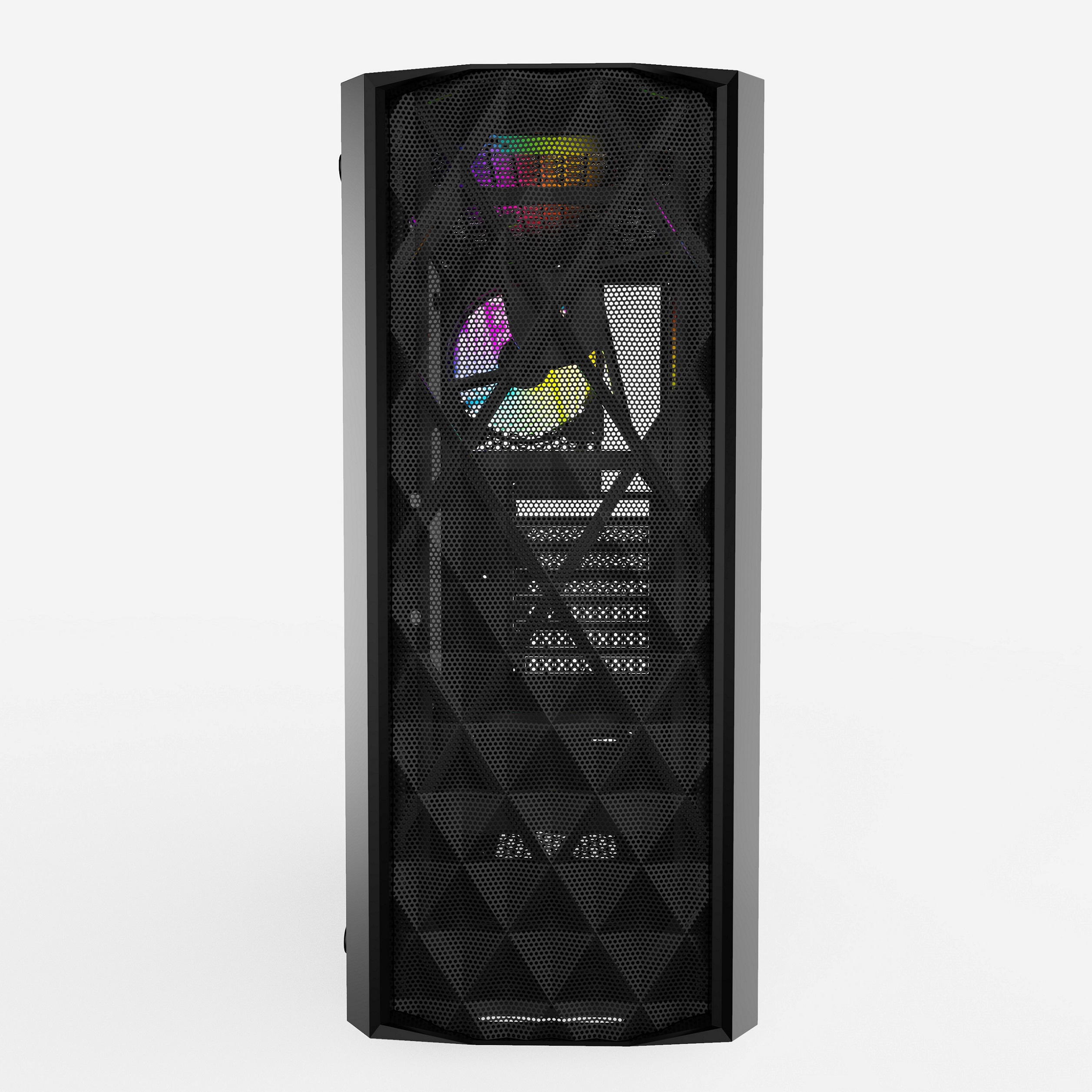 Корпус Powercase Diamond Mesh LED, Tempered Glass, 1x 120mm 5-color fan, чёрный, ATX  (CMDM-L1)