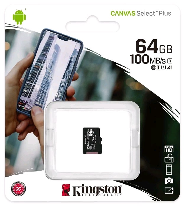 Карта памяти MicroSDXC 64GB  Kingston Class 10 UHS-I U1 Canvas Select Plus  [SDCS2/64GBSP]