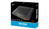 Подставка для охлаждения ноутбука DEEPCOOL N80 RGB (10шт/кор, до 17.3", Два вентилятора 140x15мм, USB3.0, RGB LED) Retail box