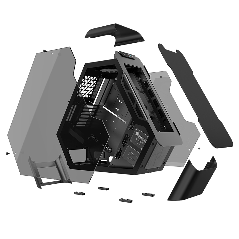 Корпус JONSBO TR03-A Black без БП, боковые панели из закаленного стекла, mini-ITX, micro-ATX, ATX, черный