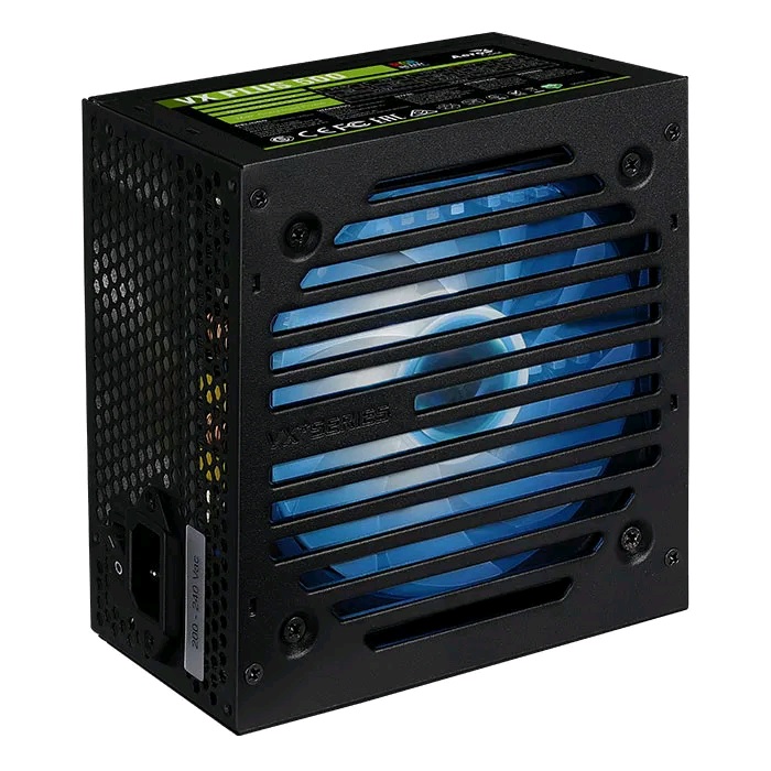 Блок питания Aerocool VX-500 RGB PLUS (ATX 2.3, 500W, 120mm fan, RGB-подсветка вентилятора) Box