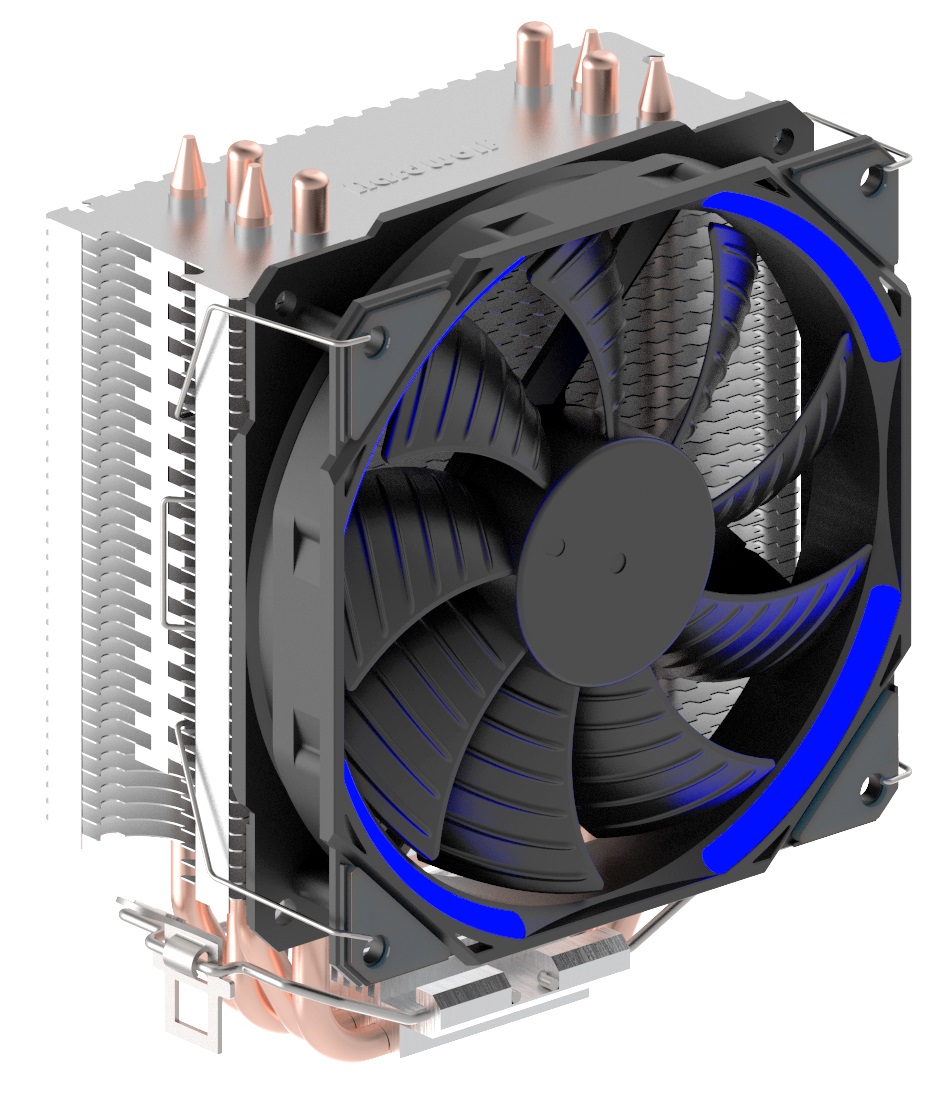 Кулер AARDWOLF SERENITY 460 BLUE  S775/115X/1200/AM2/AM3/AM4 (12 шт/кор, TDP 160W, 120мм PWM вент-р с синей подсветкой, 4 тепловых трубки 6мм, 1000-1800RPM, 16-32dBa)