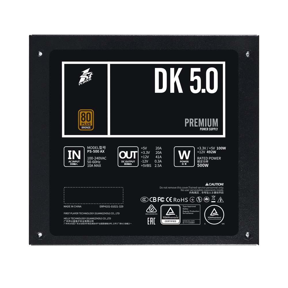 Блок питания 1STPLAYER DK PREMIUM 500W / ATX 2.4, APFC, 80 PLUS BRONZE, 120mm fan / PS-500AX