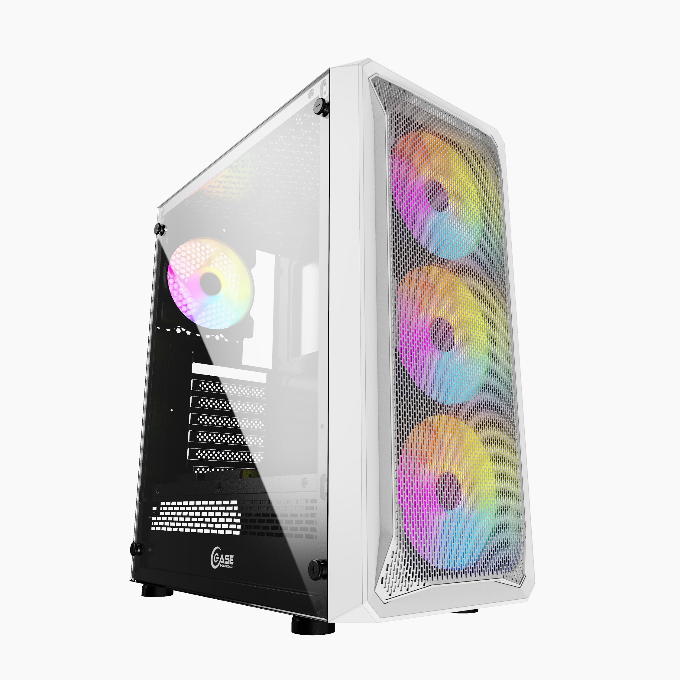 Корпус Powercase Mistral Z4 White, Tempered Glass, Mesh, 4x 120mm 5-color LED fan, белый, ATX  (CMIZW-L4)